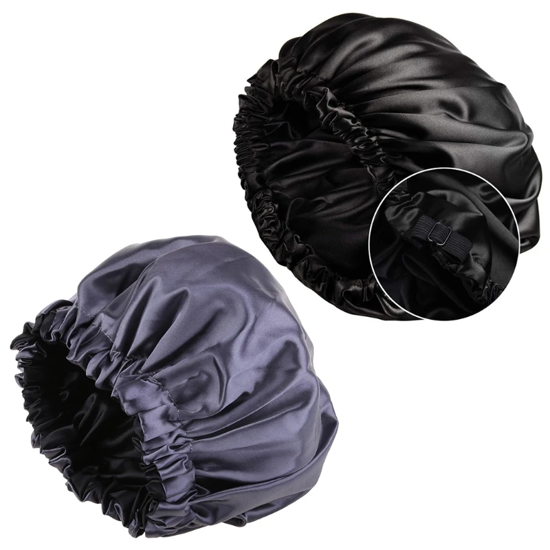 

Imitation Silk Bonnet Sleep for Extra Large Double Layer Reversible Adjustable Night Sleeping Turban Hat Hair Wrap for