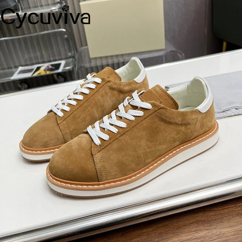 

Designer Brand Platform Shoes For Men Sneakers KidSuede Lace Up Flat Casual Shoes Male Autumn Business Male Walking Shoes Women