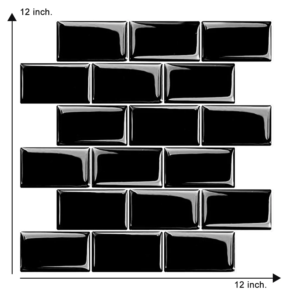 

Vividtiles Thicker Black Subway Tiles Peel and Stick Premium Wall 3D Tiles Stick on Tiles Kitchen Backsplash - 5 Pieces Pack