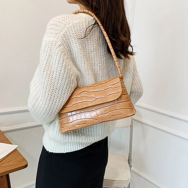 Flap Shoulder Bag Fashionable Stone Pattern Square Bags Exquisite Underarm Bags Crossbody Bags Gift for Women Girls Wife