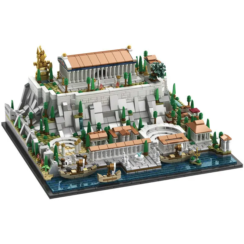 

MOC Castle Greece Acropolis of Athens Amphitheatre Building Block Kit Modular Castle Tower Architecture Brick Model Toy Kid Gift