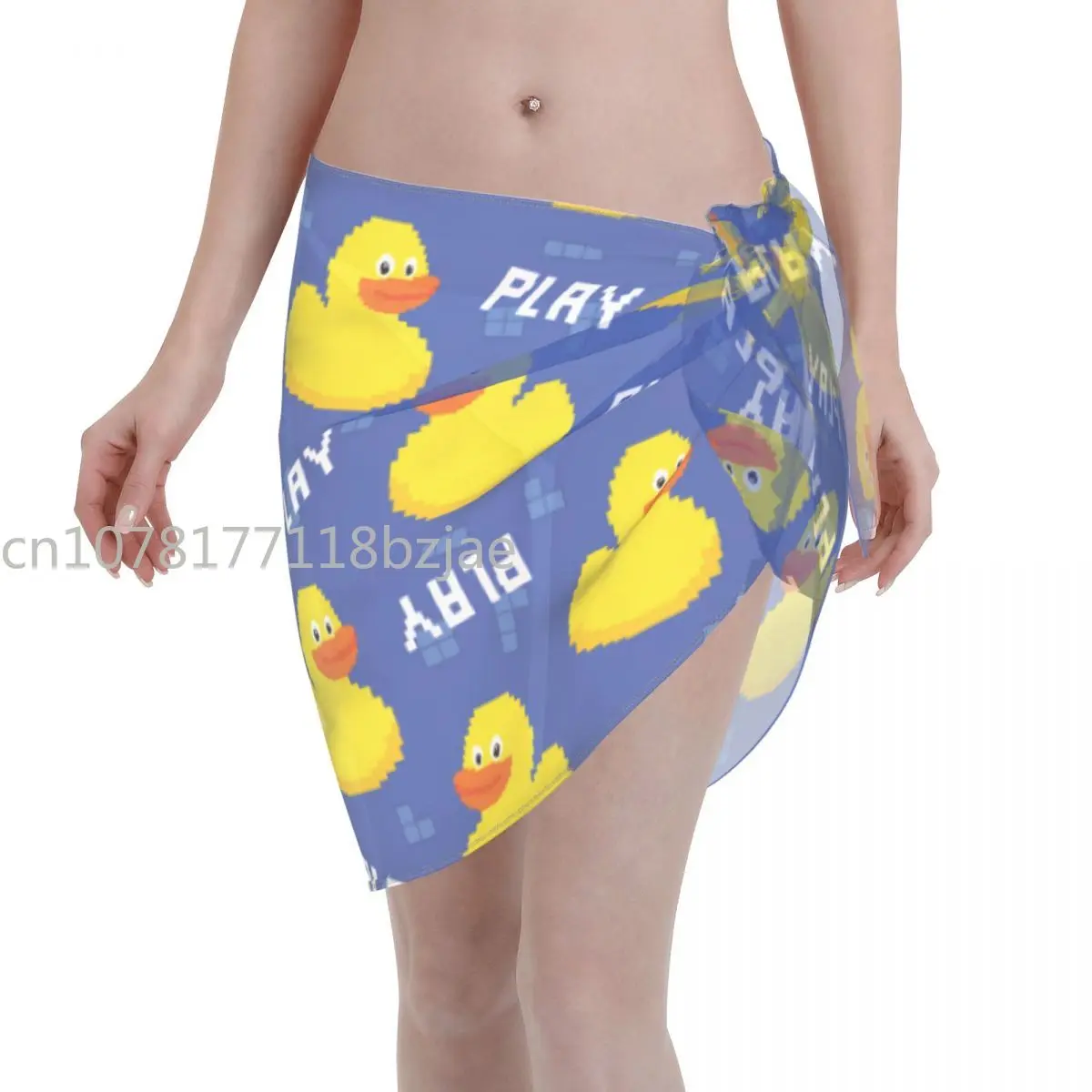 Little Cute Duck Pattern Cartoon Women Cover Up Wrap Chiffon Swimwear Sciarpa Sarong Beach Wear Bikini Cover Up Gonna Costume Da Bagno