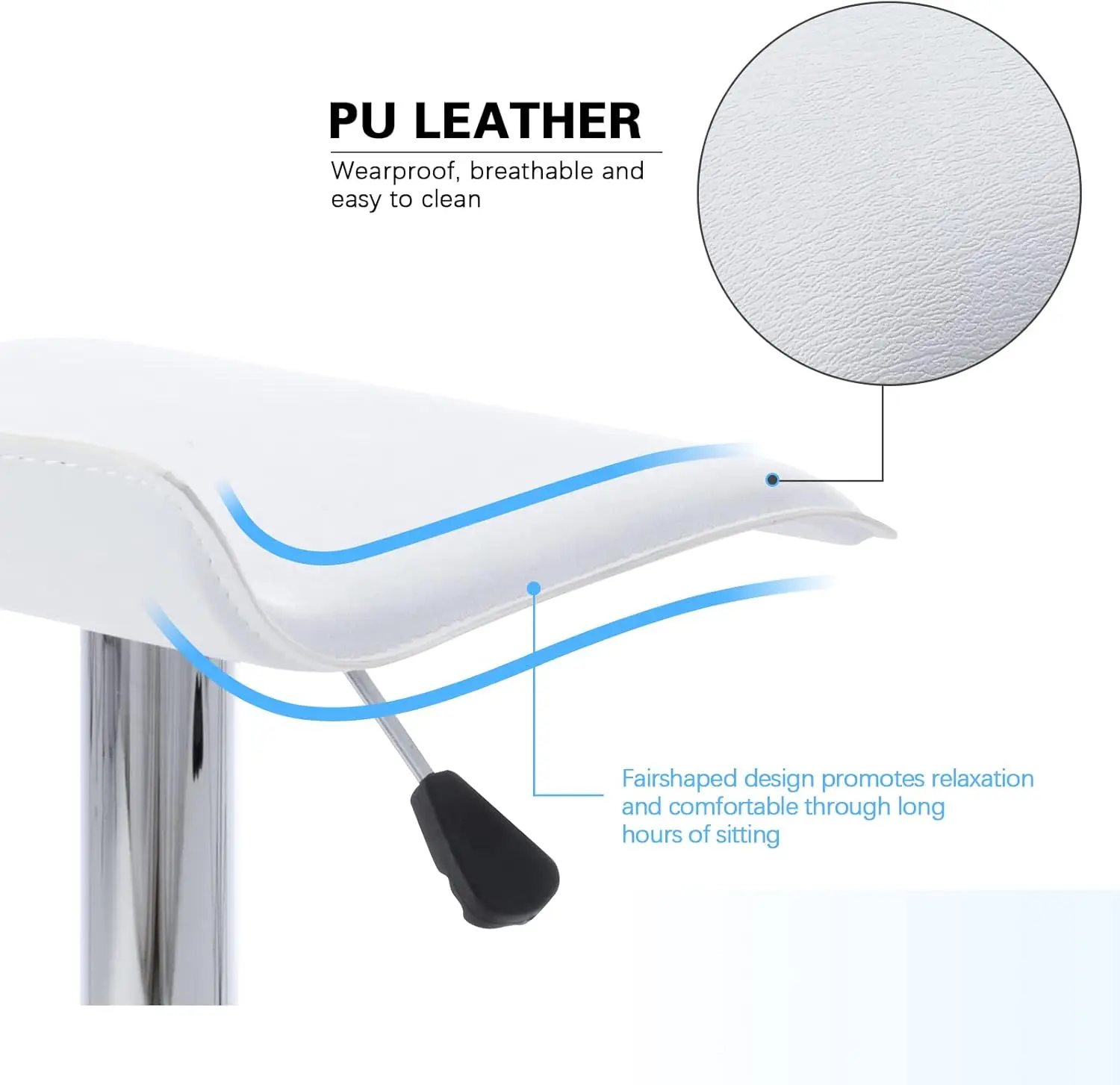 Adjustable Bar Stools Set of 2, Modern Swivel PU Leather Airlift Barstools, Backless Kitchen Counter Height Bar Chair