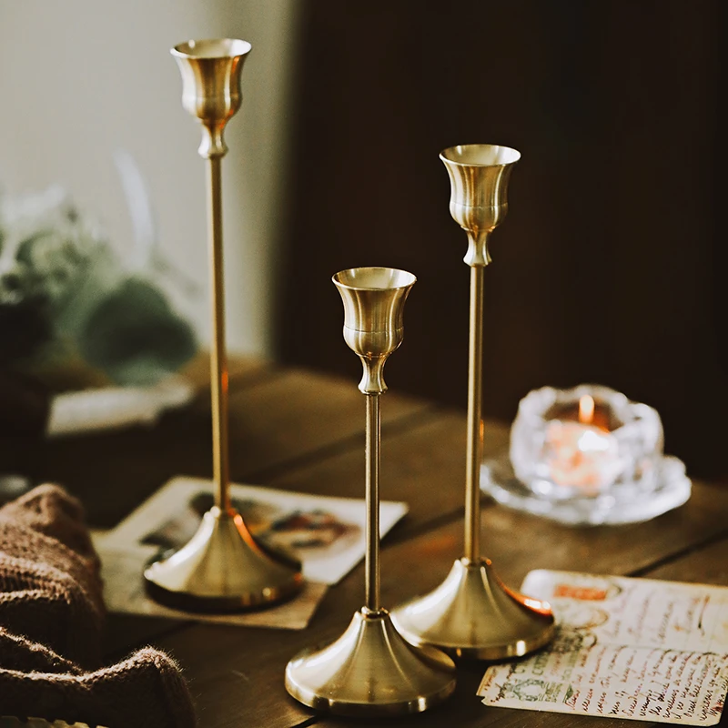 3-teiliges Kerzenständer-Set aus Messing in Gold, Dekorative Kerzenhalter für Hochzeiten, Partys und Festessen – Detail 16