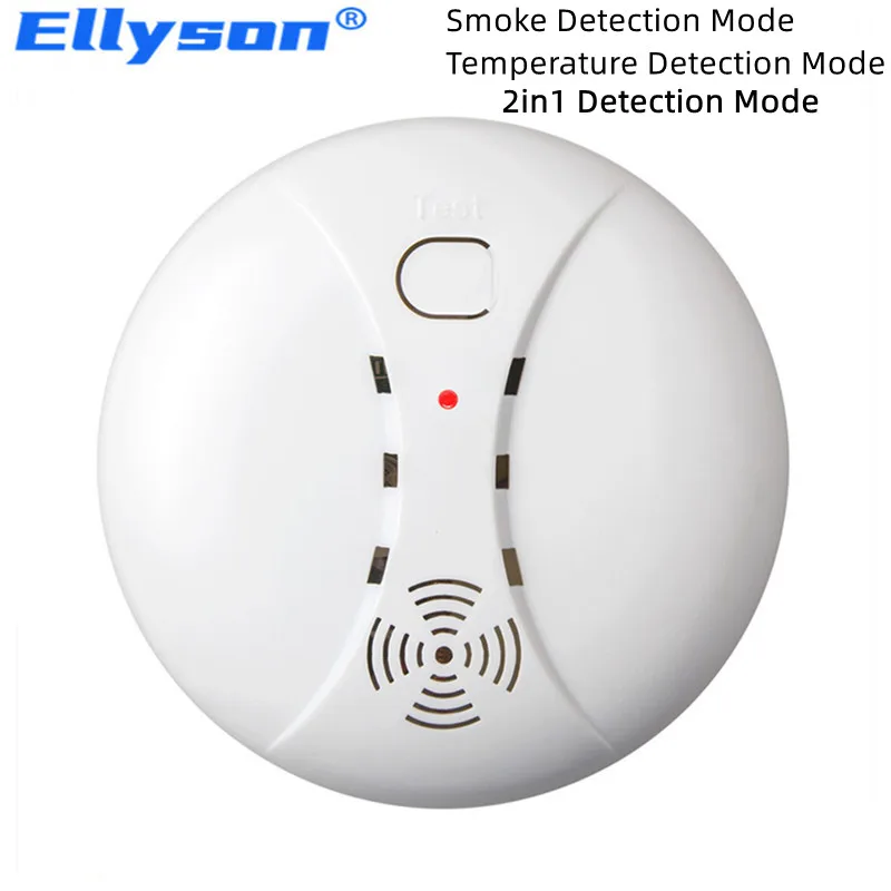 

2 in 1 Smoke Detector Alarm Sensor Wireless Smoke & Temperature Dual Detection Mode For GSM alarm WIFI Home Security System