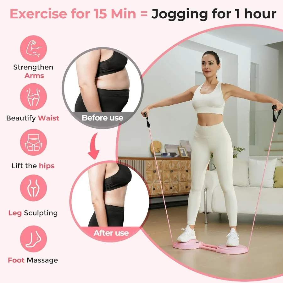 Waist Twisting Machine Exercise - Ab Twister Board MAX 300LBS | Intelligent Counting Lap & Calorie & Time, with 2 Resistance Ban