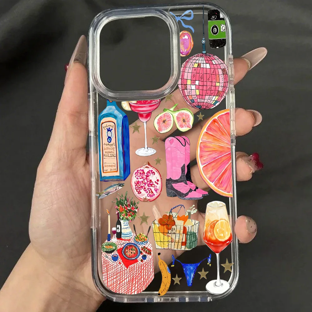 Seaside Scenery Wine Lemon Acrylic Shockproof Transparent Phone Case