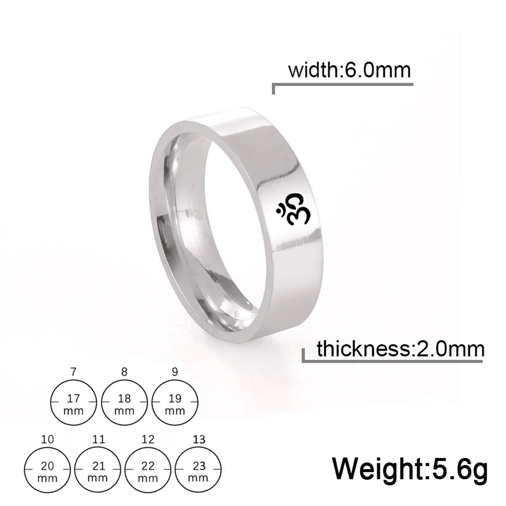 Buddhismus Hindu Yoga Om Symbol Ringe für Frauen Supernatural Talisman Edelstahl Amulett Schmuck religiöse Meditation Geschenke – Detail 9