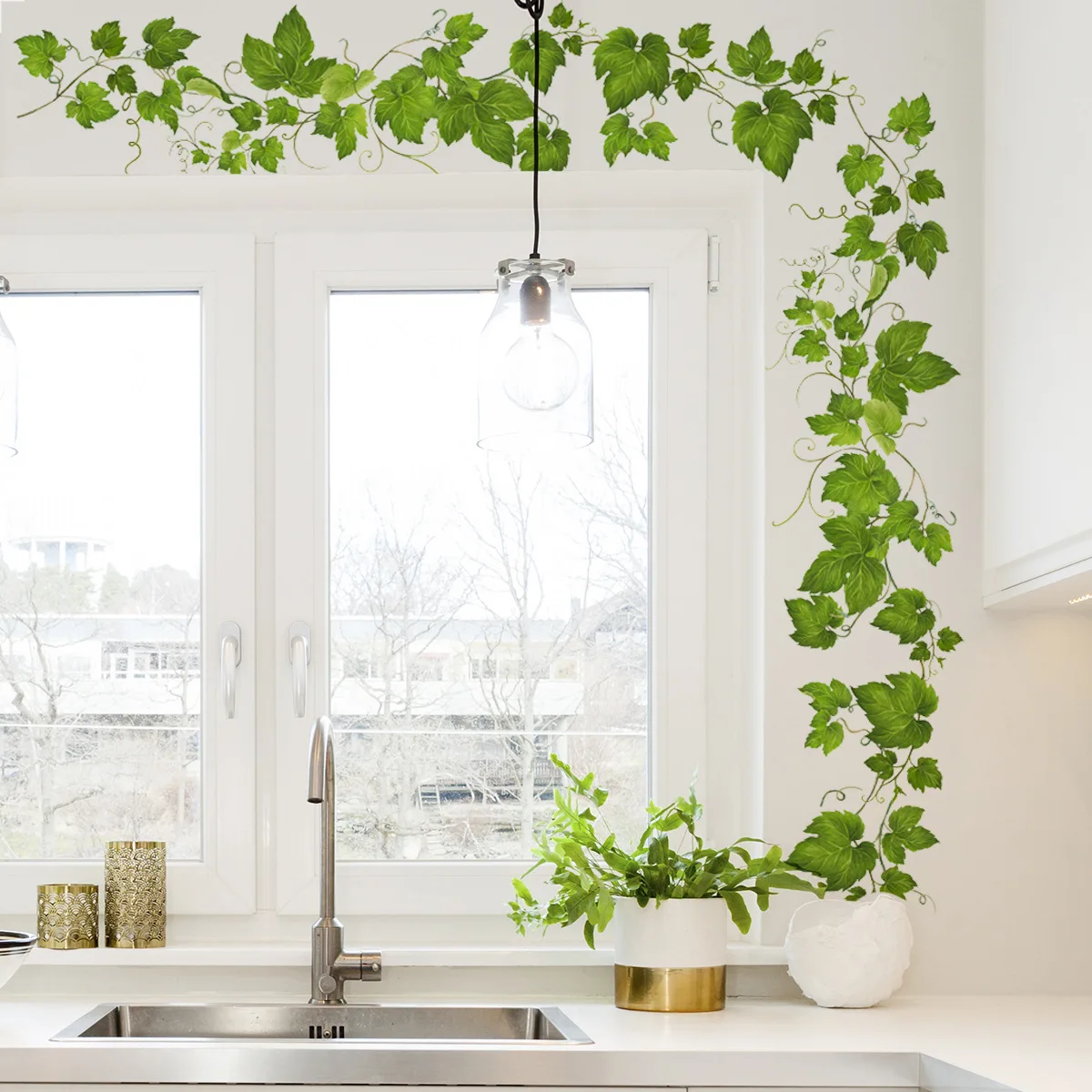 Description Picture 3 of itemCreative Green Plants Flowers Vines Wall Stickers Bathroom Living Room Bedroom Home Decoration Self-adhesive Can Be Removed