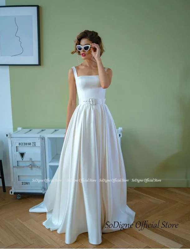 SoDigne A-line Simple Wedding Dresses Square Collar Satin Sleeveless Bridal Dress 2024 Long Bride Gown vestidos de novia 12 S082c3d57f73d4186a25eef54192a43c82