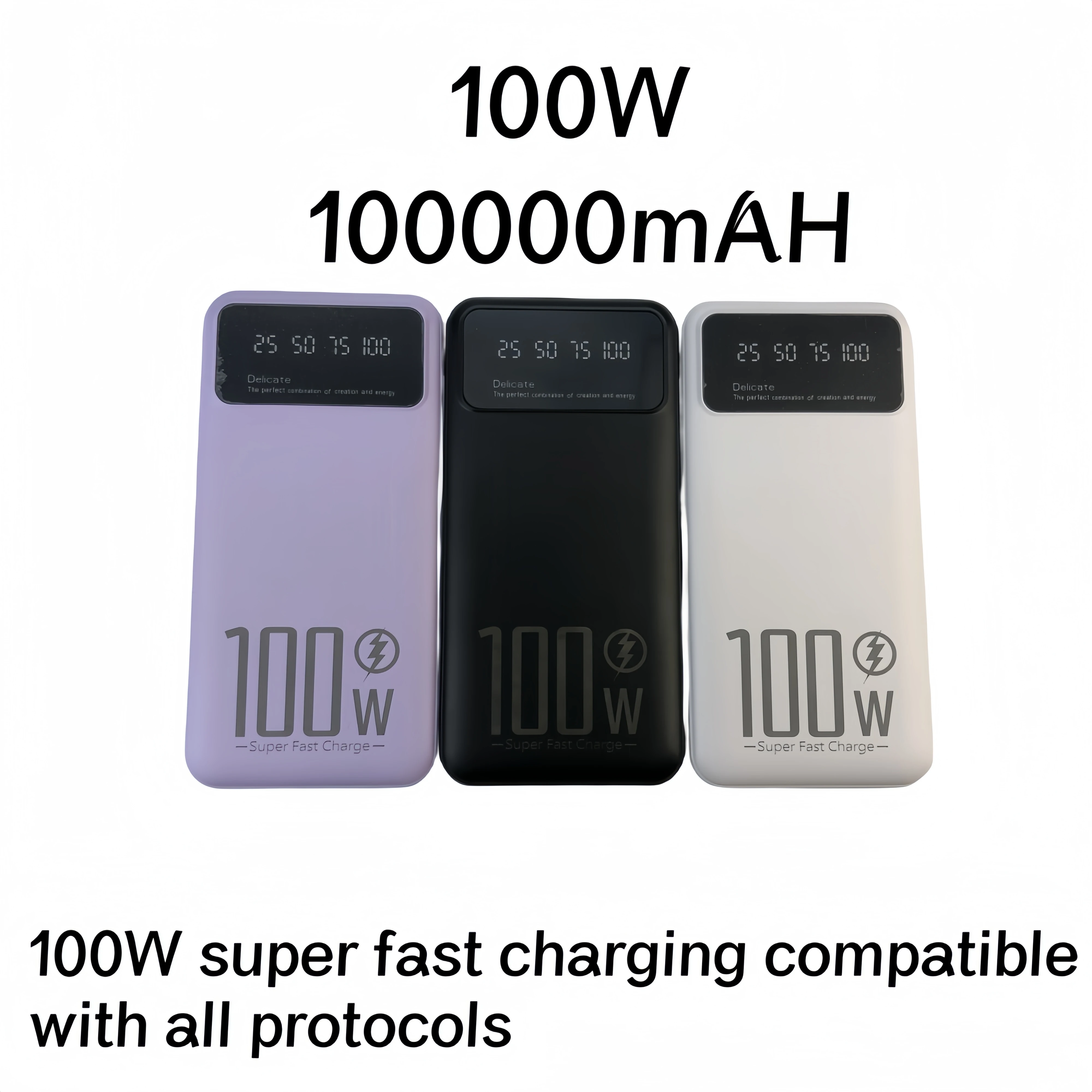 

100W Super Fast Charging Power Bank with Large Capacity and Portable 100mAH Suitable for Apple and Android TypeC