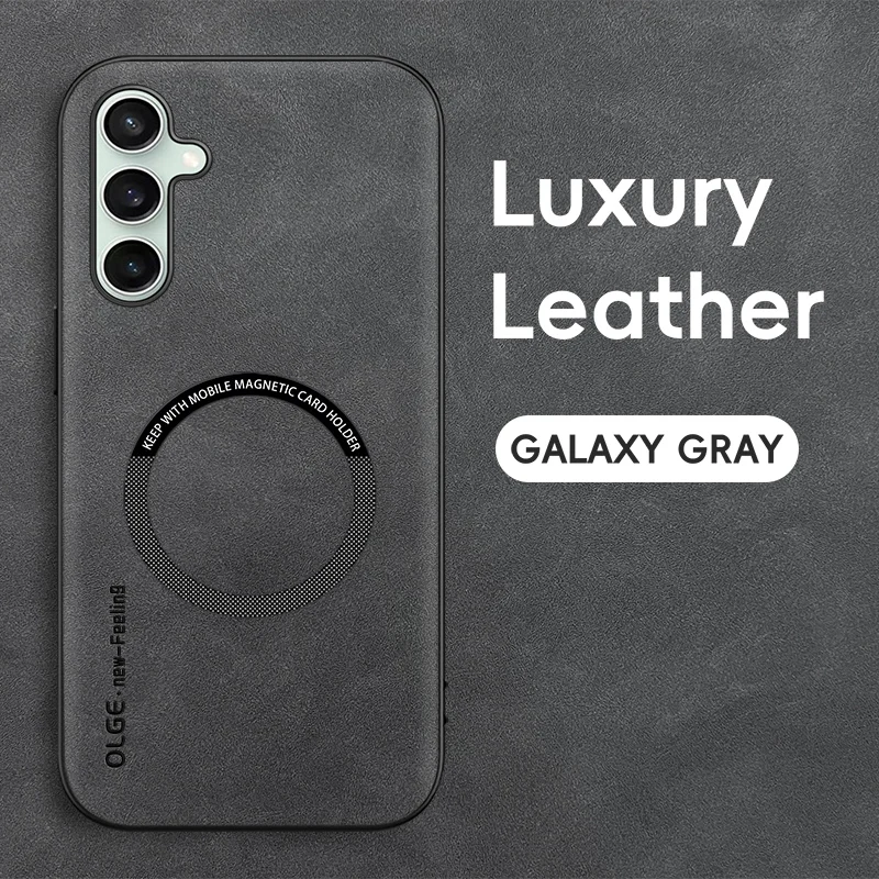 Magnetic Retro Leather Soft Phone Case with Wireless Charging Compatibility