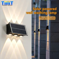 LED Solar Wall Light Outdoor IP65 Waterproof Garden Decorative Wall Light RGB Up and Down Illumination Outdoor LED Solar Light 1