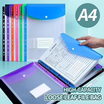 6/12 pz A4 11 Fori Raccoglitore Tasca Organizer Cartelle Borsa di File Trasparente Custodia per Documenti con Etichetta a Bottone per la Scuola Home Office