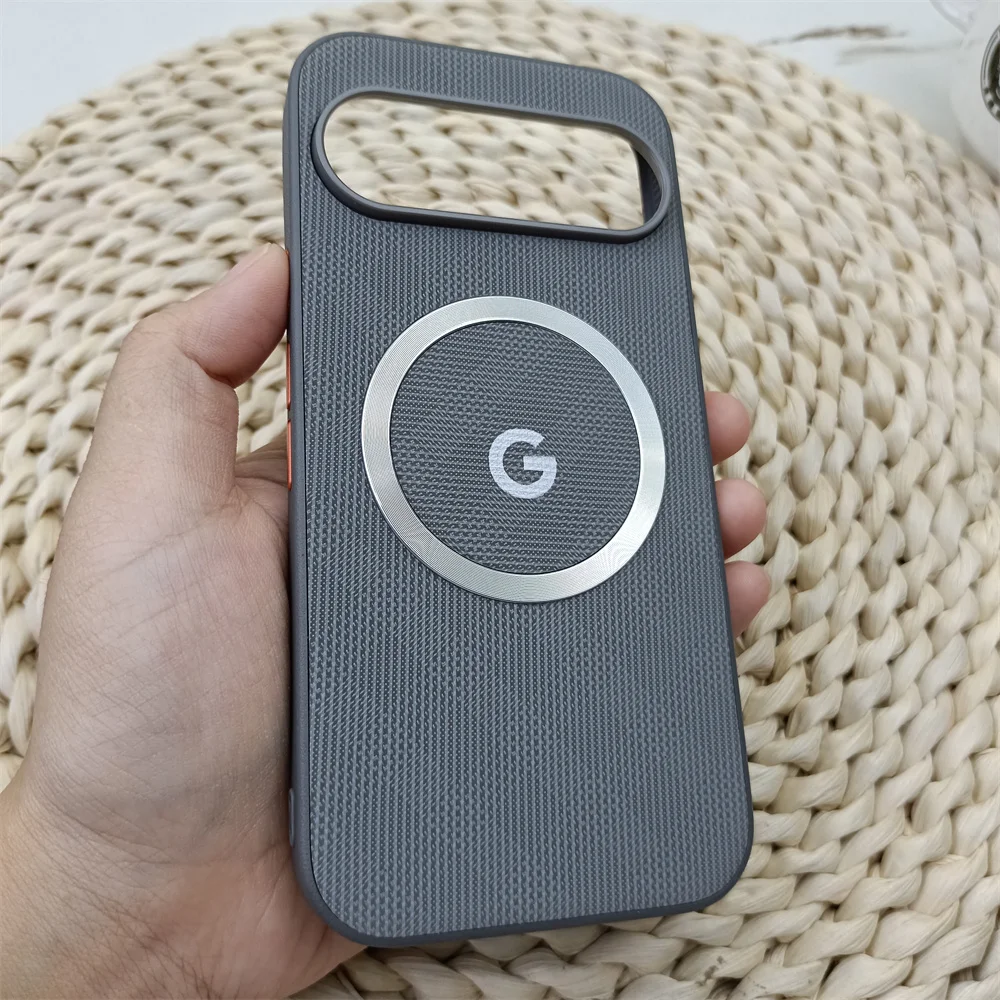 Enhanced Grid Pattern Magnetic Phone Case with Shockproof Back Cover