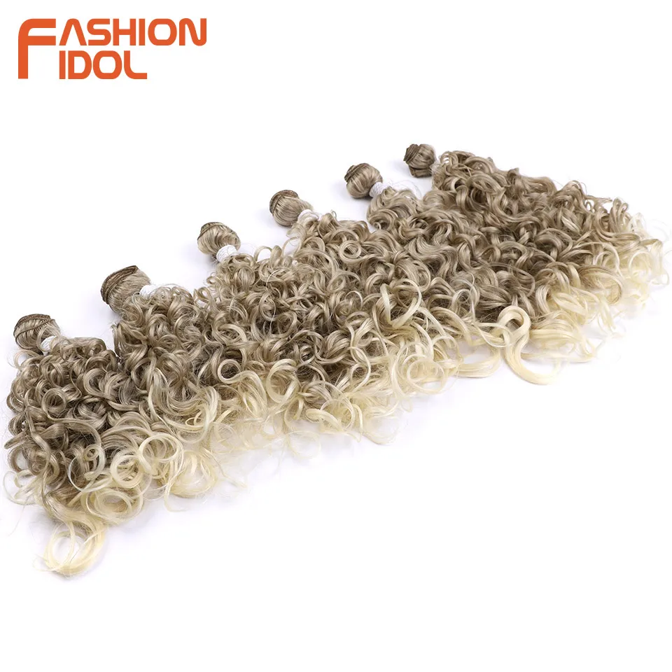 18 20 22 inch Synthetic Hair 6pcs Deep Wave Hair Bundles Ombre Brown High Temperature Fiber Weave Extensions Hair Extensions