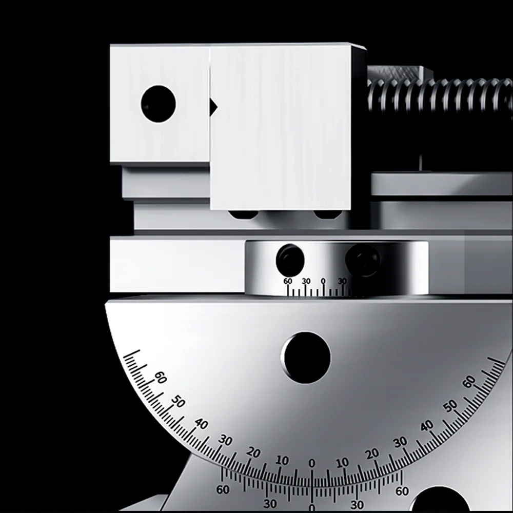 Universal Flat Jaw Precision Vise, size 2 to 3 inches, 360° Rotation Adjustable angle, Vertical tilt up to 50°, Accuracy ±0.005m 5