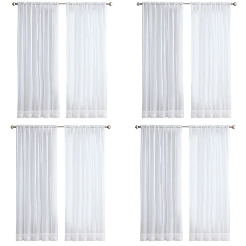 

Hot 8Pcs Super Soft Great Hand Feeling White Tulle Curtains For Living Room Decoration Modern Veil Chiffon Solid Sheer Voile