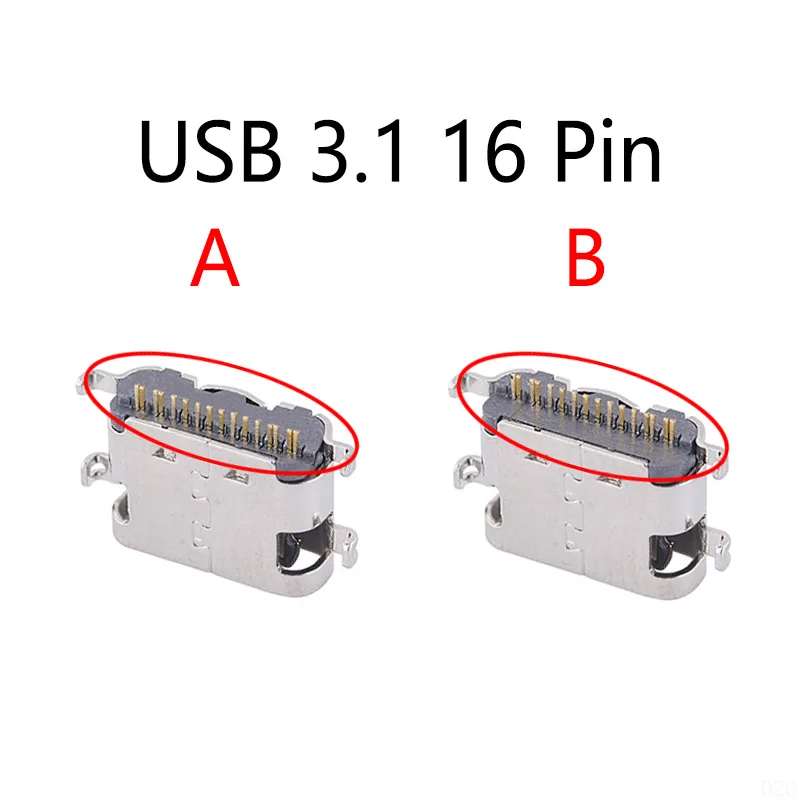 10 Connettori USB 3.1 Type-C Femmina SMT 16 Pin 90 Gradi - Porta Di Ricarica SMD