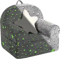 Little Star Kids Sofa with Star Throw Pillow, High Back Toddler Chair Glow in The Dark for Boys and Girls, Grey 2