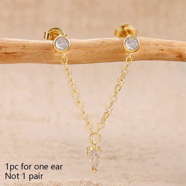 1 pièce 14K plaqué or cheval oeil chaîne gland Zircon boucles d'oreilles pour femmes géométrique minimalisme boucles d'oreilles bijoux accessoires