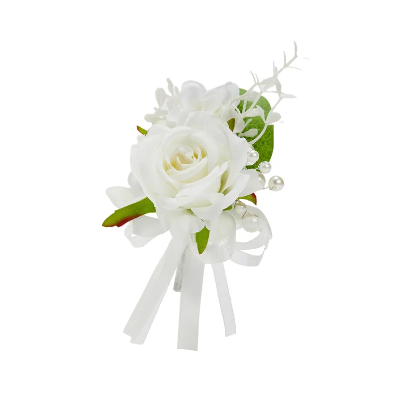 5 Fiori All'Occhiello Per Matrimonio Rosa E Bianco, Finti Con Spilla, Accessori Floreali Per Sposo, Fatto A Mano - 4