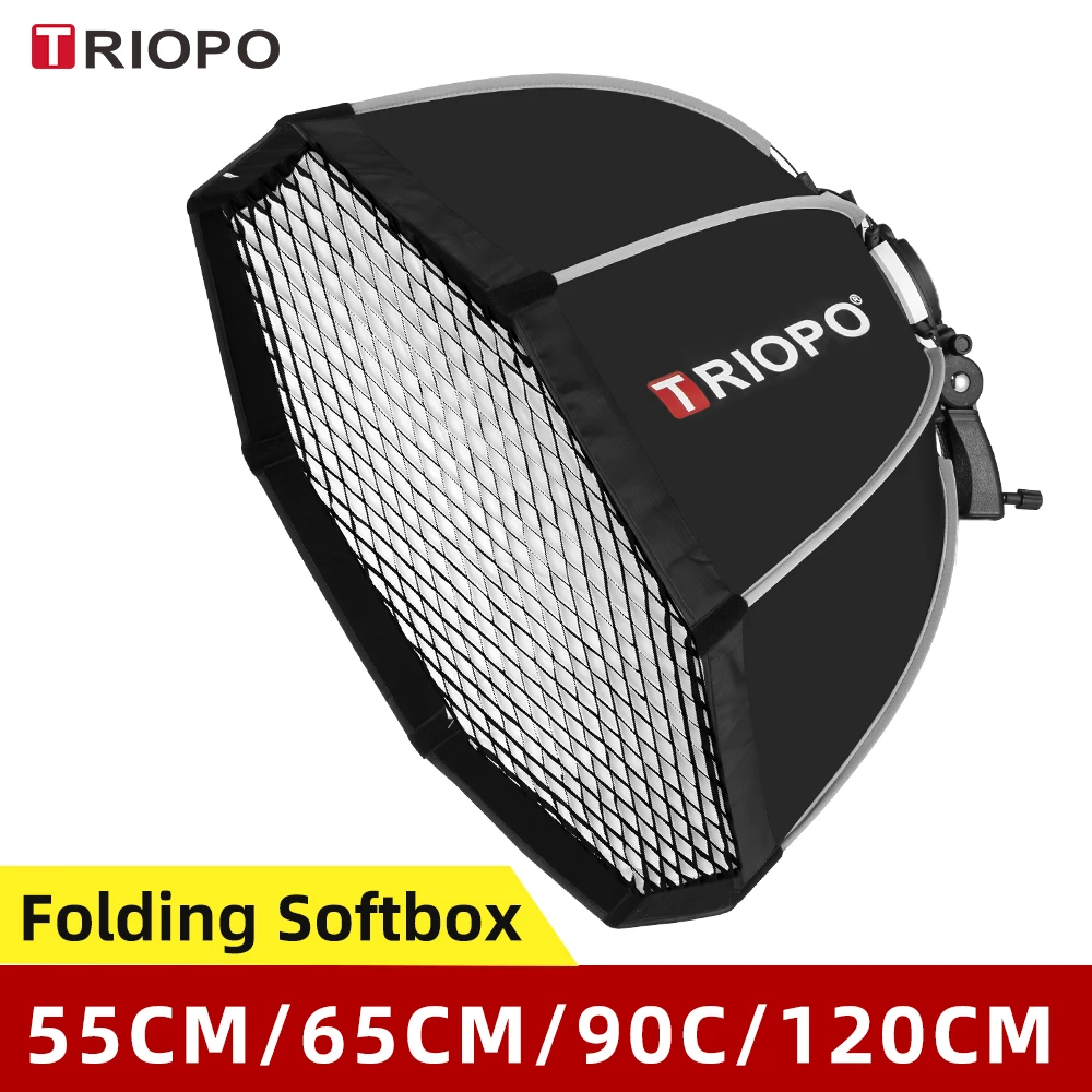 Photography Softbox Triopo 55cm 65cm 90cm 120cm Speedlite Portable Octagon Umbrella Softbox + Honeycomb Grid For Canon Godox