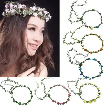 Fasce per capelli con fiori bohémien per fascia per capelli con corona da sposa fascia per capelli con ghirlanda di fiori per ragazza accessori per capelli