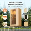 Far Infrared Wooden Sauna, Room Home Sauna Spa for One Person, 1140W Low EMF Far Infrared Hemlock Wood Sauna with Tempered 4