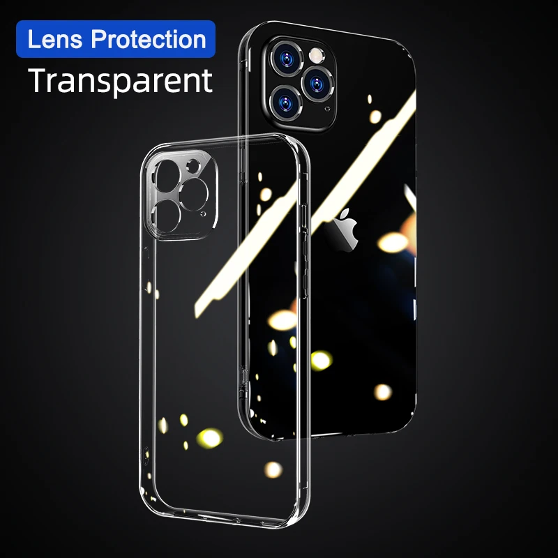 Joyroom Clear Case For iPhone 12 13 Pro Max Back PC+TPU Shockproof Full Lens Protection Cover For iPhone 11 Pro Transparent Case cell phone belt pouch Cases & Covers