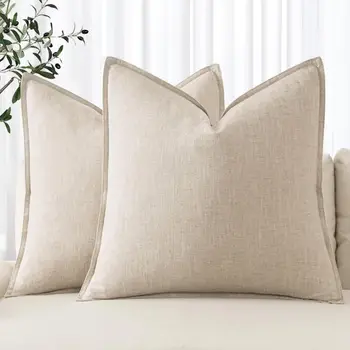 Boho Linen Euro Sham Pillow Covers 1