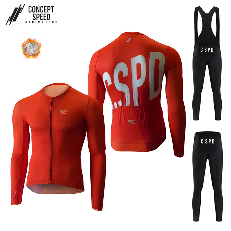 

Winter Cycling Jersey Set Warm Racing Bike Clothes Long Sleeve Bicycle Thermal Fleece Cycling Clothing Bib Ropa Ciclismo