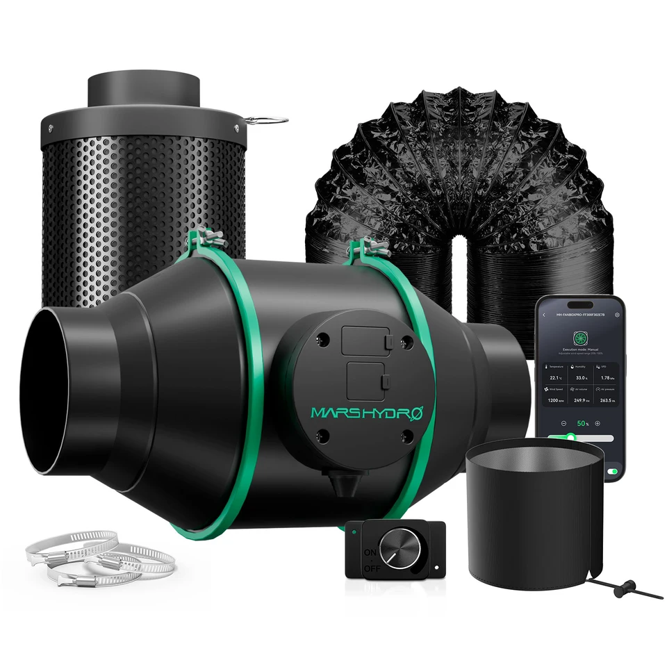 Mars Hydro Smart Inline Duct Fan with Carbon Filter