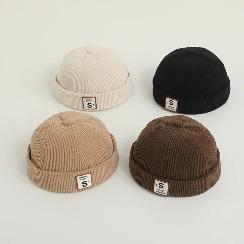 Korean Solid Color Corduroy Kids Melon Cap 3-7 Years Children Hats Boys Girls Adjustable Brimless Hat Winter Spring baseball cap,baby hat,kids caps