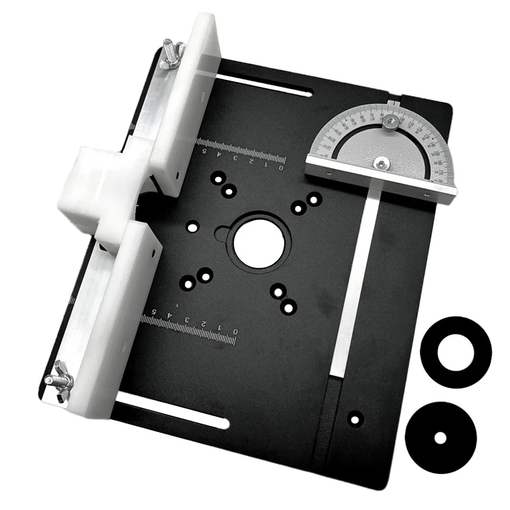 Aluminum Router Table Insert Plate Miter Gauge Guide and Bracket for Woodworking Benches Table Saw Trimming Engraving Machine