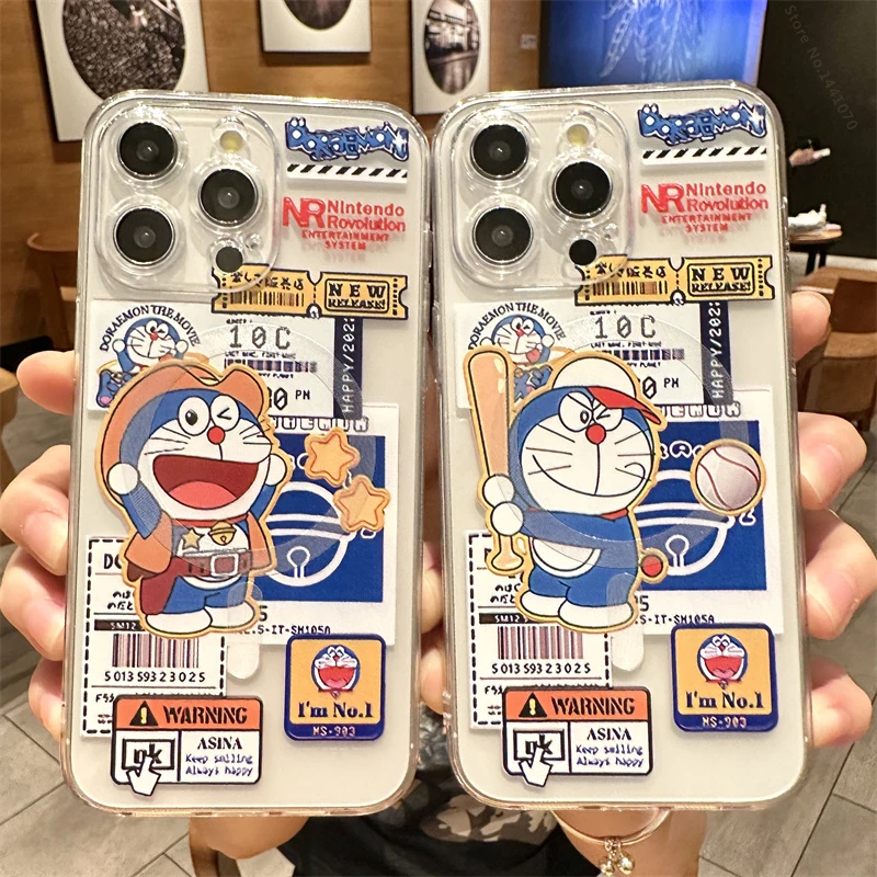 Cartoon Doraemon Clear Case Per Iphone 15 11 12 13 14 Pro Max Mini Xs Xr 8 7 Plus Se 2020 Magsafe Magnetic Wireless Charge Cover