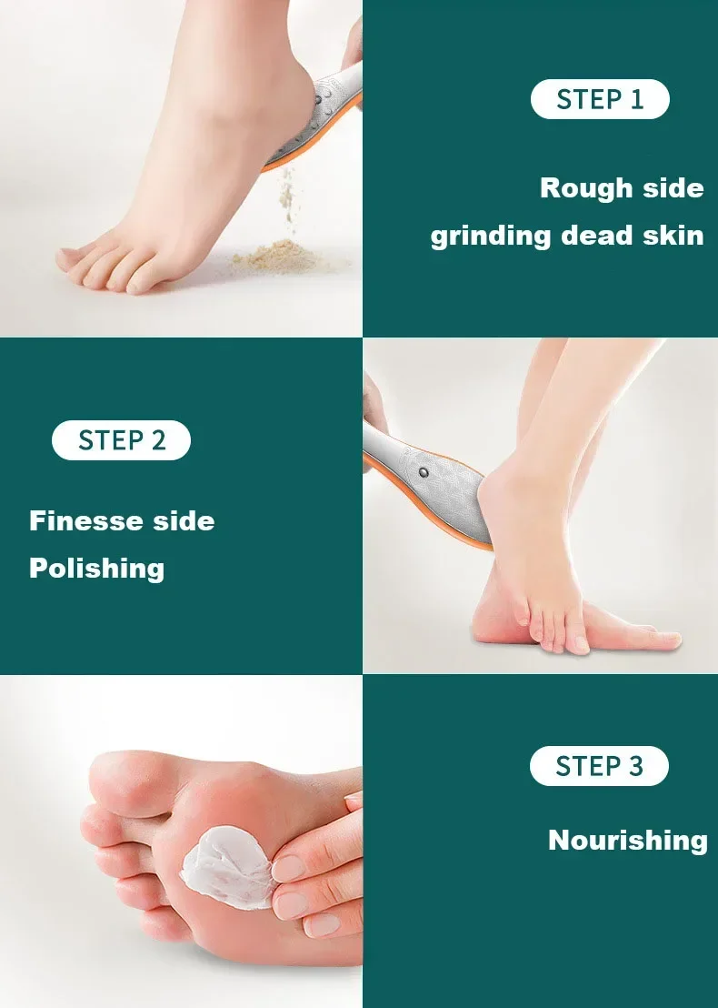 Foot File Double Sided Pedicure Foot Care Tools Dead Skin Callus Remover Stainless Steel Professional