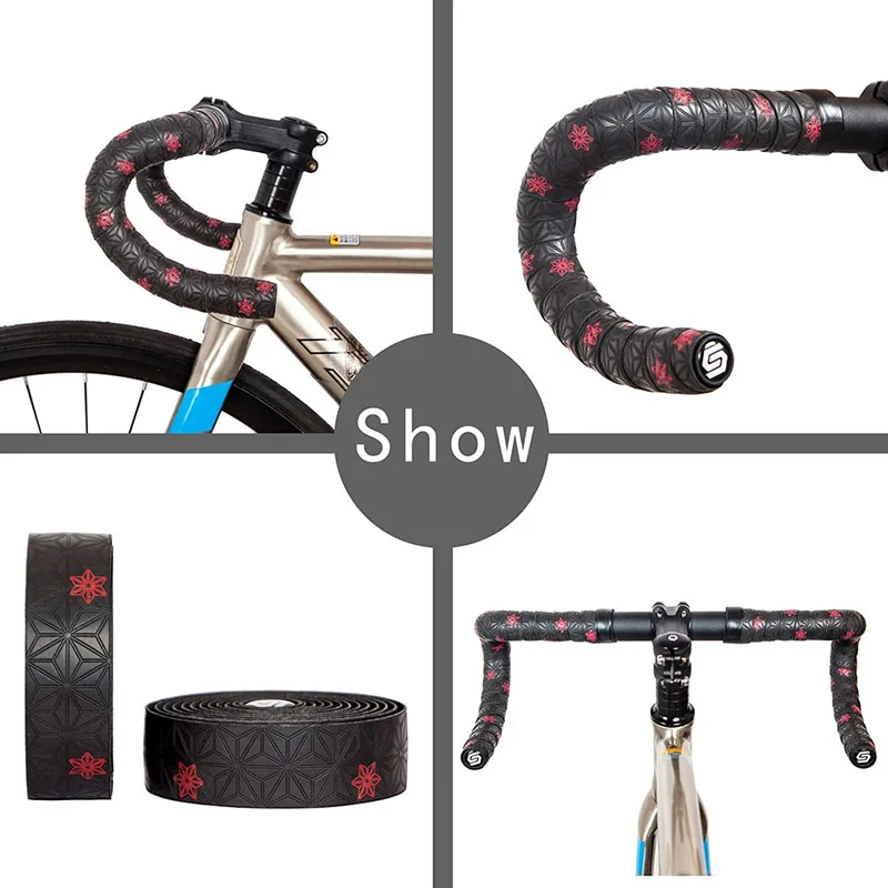 Anti-Slip Handlebar Tape PU Road Bike Shock Absorption Handle Bar Tape With Bar End Plugs for Bicycle Racket Cycling Tools