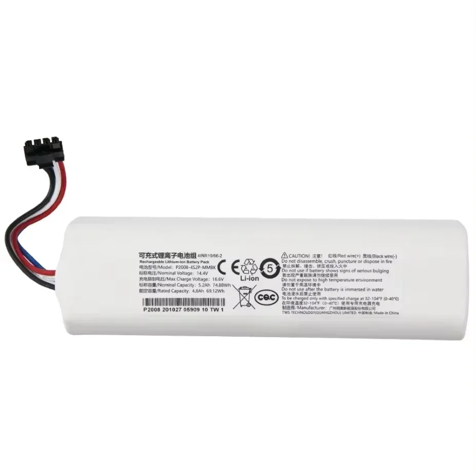 P2008-4S2P-MMBK Original For Dreame Robot Vacuum Mop Cleaner D9 F9 L10 L10 Pro 14.4V 12800mAh Li-ion Battery Pack 4INR19/66-2 5