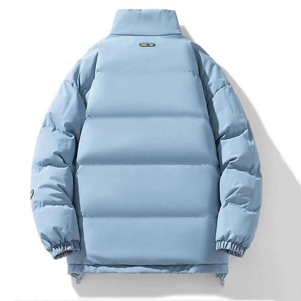 Reversible Coat Winter Cotton Coat with Stand Collar Windproof Warm Padded Stuffed Long Sleeve Elastic Cuff Couple Down Coat