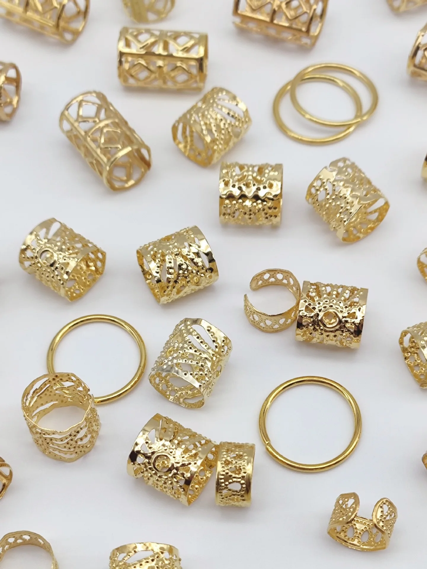 머리 띠에 대 한 황금 머리 반지 80 개/갑 머리 구슬 머리 띠 머리 반지 히피 스타일 헤어 액세서리 머리 띠에 대 한 Loc 헤어 쥬얼리