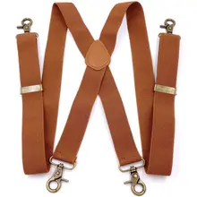

Vintage Suspenders for Men Heavy Duty Big Tall 3.5cm Wide X-Shape 4 Bronze Snap Hooks Adjustable Trouser Braces Wedding Groom