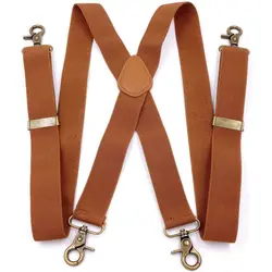 Vintage Suspenders for Men Heavy Duty Big Tall 3.5cm Wide X-Shape 4 Bronze Snap Hooks Adjustable Trouser Braces Wedding Groom