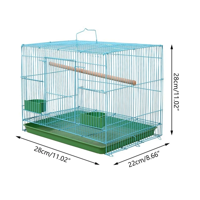 Wire Rectangular Small Cage for Small Birds and Canaries Rekord Equipped with Bird Standing Stick and 2 Semicircular 6