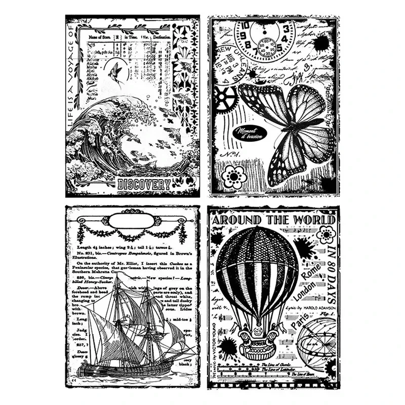 15*20 CM Large Collection Silicone Vintage Plant Ledger Script Clear Stamps for Card Making Scrapbooking Decoration Crafts Stamp clear stamps,clear rubber stamps