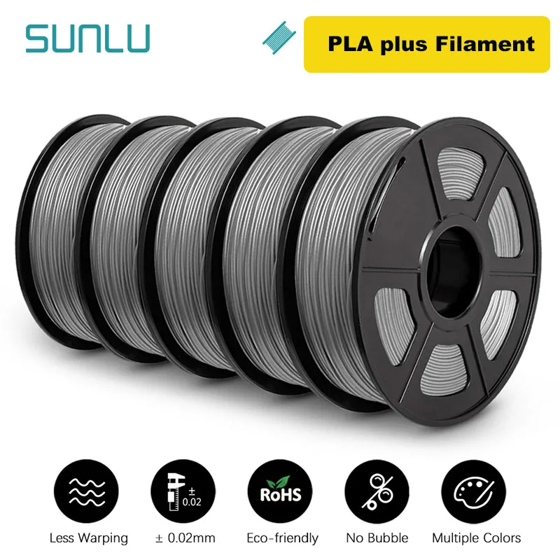 thumbnail image 1 of SUNLU 5KG 3D PLA/PETG/PLA PLUS/Filamento transparente 1,75 mm 5 rollos 1KG Impresora 3D Filamento 3D perfectamente enrollado para impresora 3D y bolígrafo 3D, 1 of 5