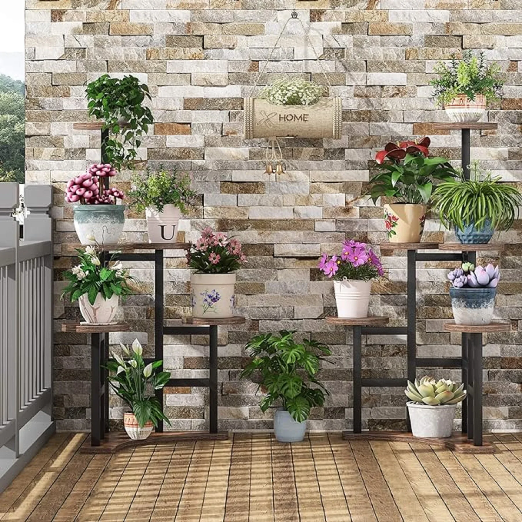 Tribesigns Corner plant stand Indoor 6 Tiered Plant Shelf Flower Stand Tall Multiple Potted Holder