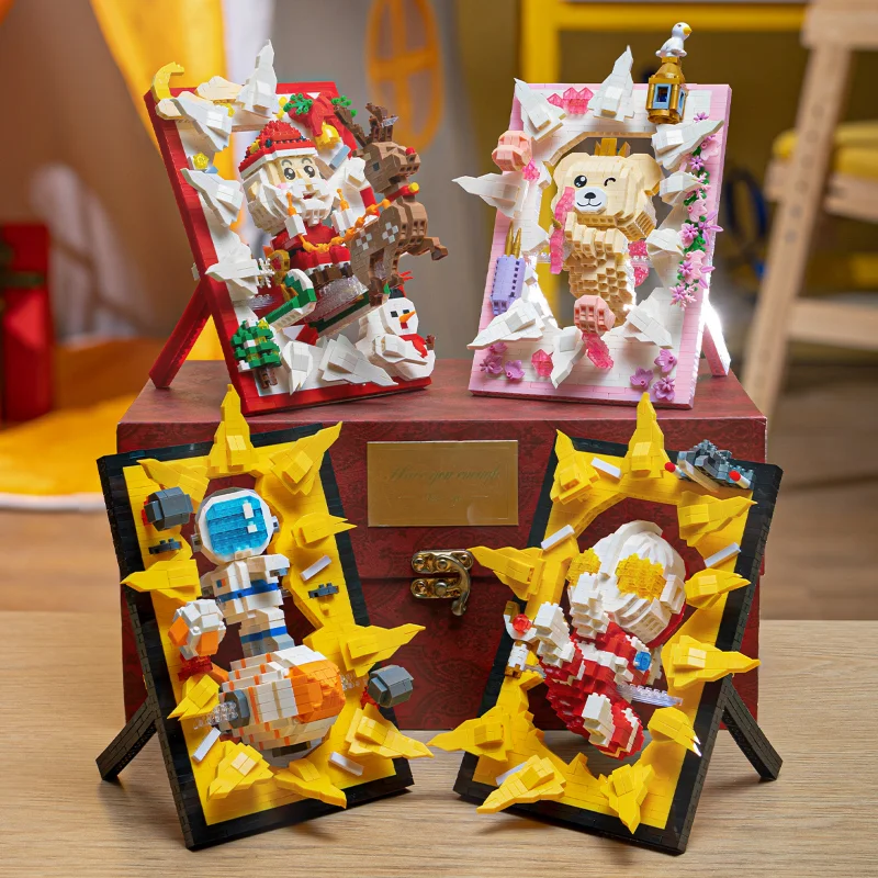 

Creative XMAS PhotoFrame Building Blocks Astronaut Santa Claus 3D Model Diamond Blocks Juguetes Para Ninos Gift Toys for kids
