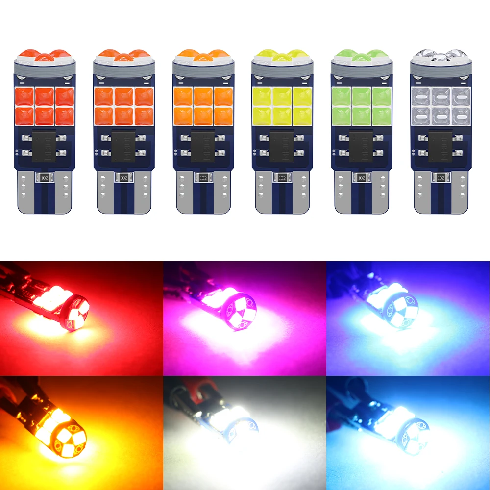 5x T10 W5W Dome Car LED Panel Light 3030 chips/smd Canbus Car Reading  Interior Light Adapter 12V Warm White Ice Blue Yellow Red - AliExpress