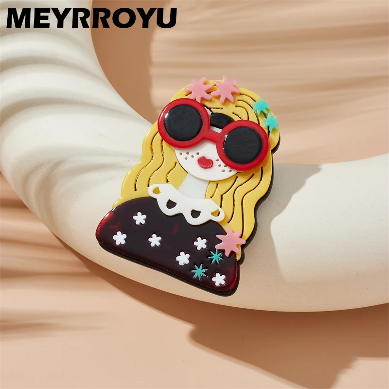 

MEYRROYU Sunglasses Lady Brooches Women's Stylish Acrylic Material Lovely Badge Birthday Gift Chic Pin Accessories Jewelry Брошь